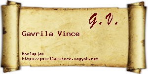 Gavrila Vince névjegykártya